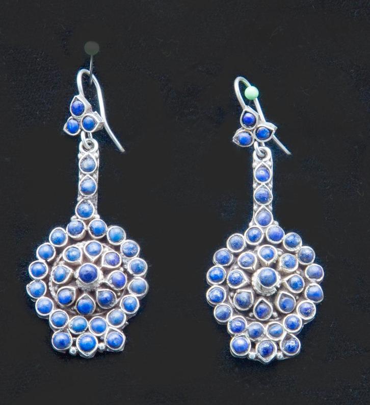 Handgemaakte zilveren oorbellen met lapis, Handtassen en Accessoires, Oorbellen, Nieuw, Hangers, Zilver, Zilver, Met edelsteen