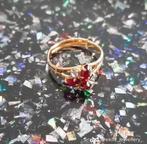 Goude ring met rode steentjes, Goud, Met edelsteen, Ophalen of Verzenden, Dame