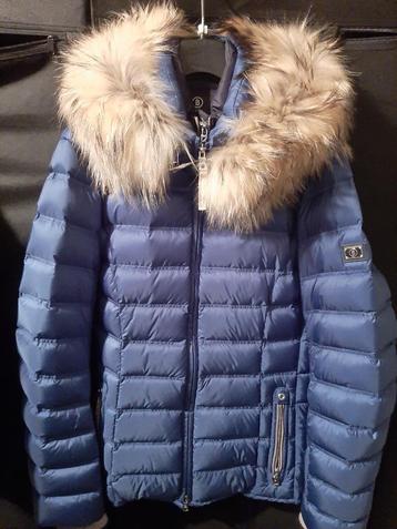 Bogner veste ski doudoune bleue capuche fourrure Femme L, Taille 42/44 (L), Enlèvement ou Envoi, Bogner, Comme neuf