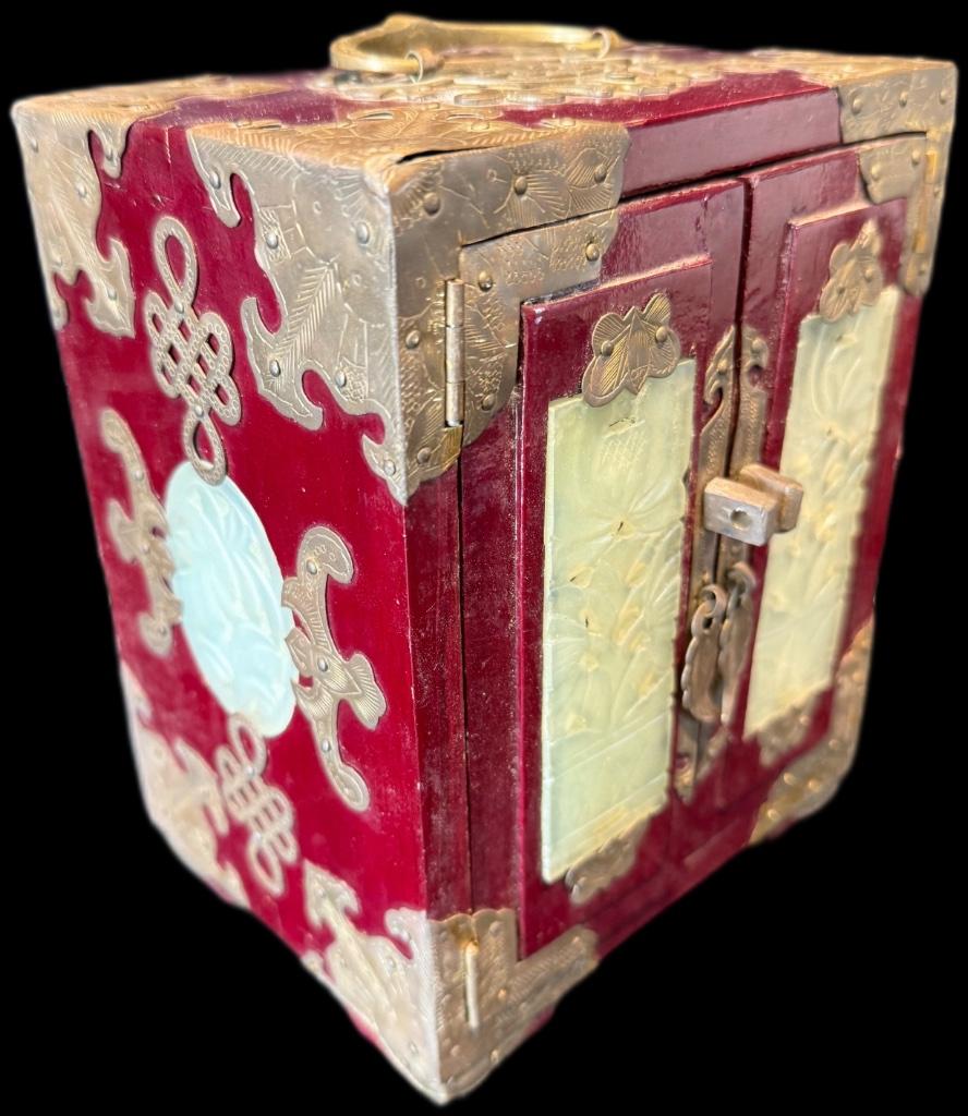 Jade Hout Sieraden Kistje Juwelen Doos, Antiquités & Art, Curiosités & Brocante, Envoi