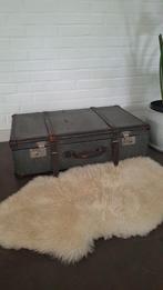 Vintage koffer / valies met lederen riemen, Ophalen, Zo goed als nieuw