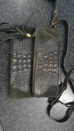 Crossover/schouder tas in kaki croco-suede!NIEUW!!, Envoi, Neuf, Vert, Cuir