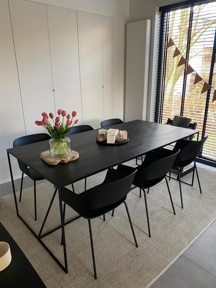 SET | Massief eiken houten tafel + design stoelen, Huis en Inrichting, Tafels | Eettafels, Zo goed als nieuw, Ophalen