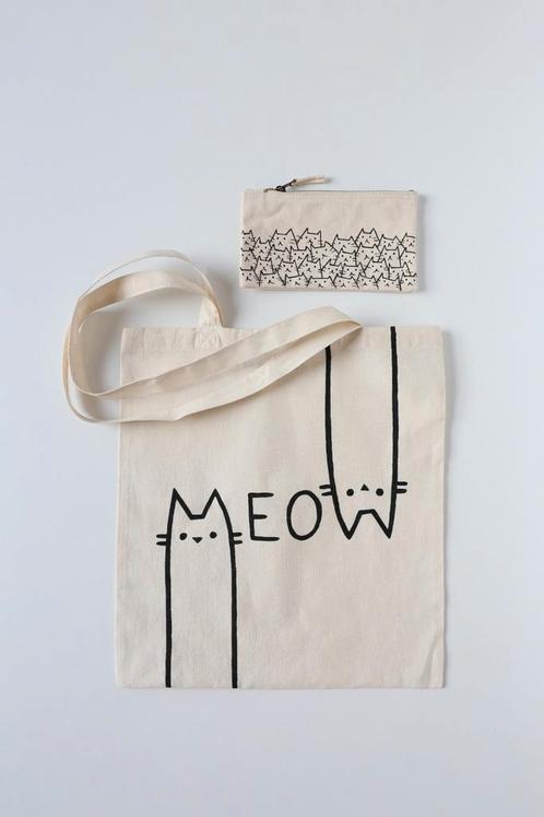 Tote bag and pouch (cats everywhere) van Miskabags, Handtassen en Accessoires, Tassen | Schoudertassen, Zo goed als nieuw, Ophalen of Verzenden