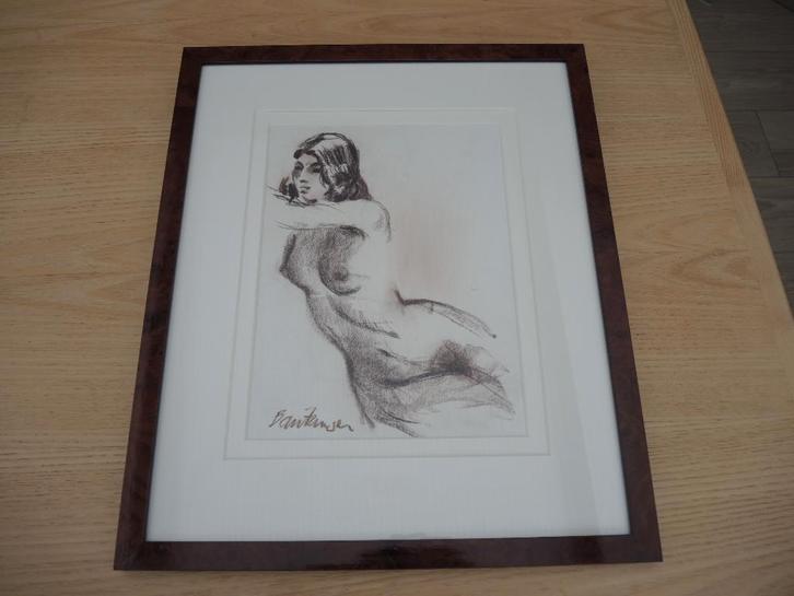 C.A.B. Bantzinger, vrouwelijk naakt, gesigneerd, Antiek en Kunst, Kunst | Tekeningen en Fotografie, Ophalen of Verzenden