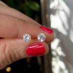 Oorbellen geel goud 14K kristal, Handtassen en Accessoires, Oorbellen, Met kristal, Wit, Nieuw, Ophalen of Verzenden