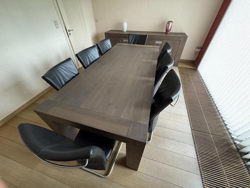 Moderne massief eiken eetplaats, Huis en Inrichting, Complete eetkamers, Zo goed als nieuw, Minder dan 4 stoelen, Ophalen