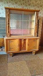 Antieke vitrinekast met spiegelwand, Huis en Inrichting, Ophalen, 100 tot 150 cm, Glas, 150 tot 200 cm