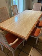 Table travertin+6chaises, Huis en Inrichting, Overige materialen, Gebruikt, Rechthoekig, Ophalen