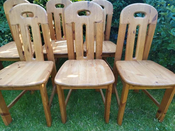 Lot de 6 chaises en pin Effezeta Italie vintage 70, Huis en Inrichting, Stoelen, Gebruikt, Vijf, Zes of meer stoelen, Hout, Overige kleuren