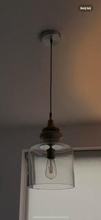 Te koop hanglamp in helder glas., Ophalen, Zo goed als nieuw, 75 cm of meer, Cottege stijl .