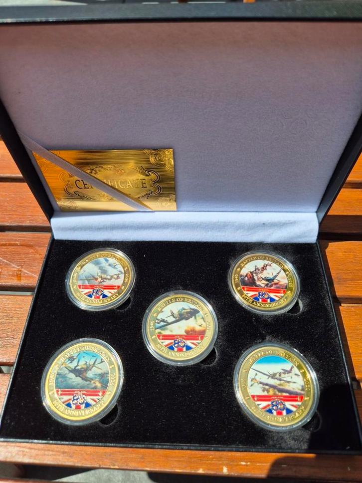 Complete set Battle of Britain munten in luxe doos, Verzamelen, Militaria | Tweede Wereldoorlog, Ophalen of Verzenden