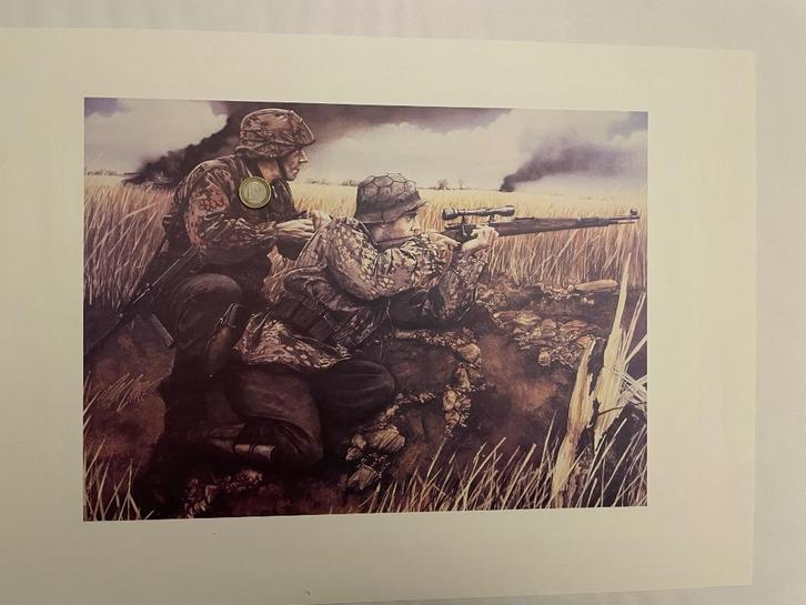 Poster lithographique Soldiers Snipers, Collections, Objets militaires | Seconde Guerre mondiale, Enlèvement ou Envoi