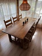Oude massieve eiken tafel met 6 stoelen zeer goede staat, Huis en Inrichting, Ophalen, Gebruikt, 6 tot 8 stoelen