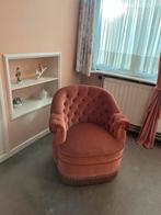 Prachtig velours zetel in oud roze, Huis en Inrichting, Ophalen, Zo goed als nieuw, Eenpersoons