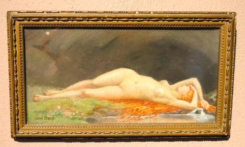 Aquarel met liggend naakt uit 1905, Antiek en Kunst, Kunst | Schilderijen | Klassiek, Ophalen of Verzenden