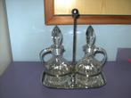 2 Glazen karafjes op unox schotel. (vintage), Antiek en Kunst, Ophalen of Verzenden