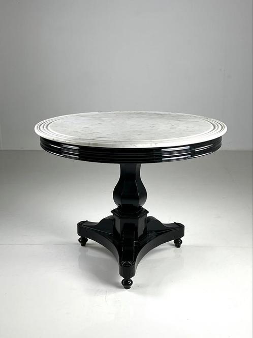 Center table zwart gelakt antiek marmer, Antiquités & Art, Antiquités | Bureau & Affaires, Enlèvement ou Envoi