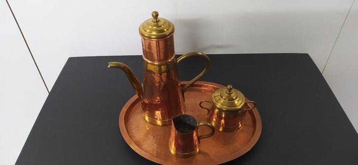 Koffie/thee  servies ca. 1900, Antiek en Kunst, Antiek | Brons en Koper, Koper, Ophalen
