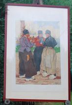 Lithographie "trois paysans de Vollendam" par H. Cassiers, Antiquités & Art, Art | Lithographies & Sérigraphies, Enlèvement ou Envoi