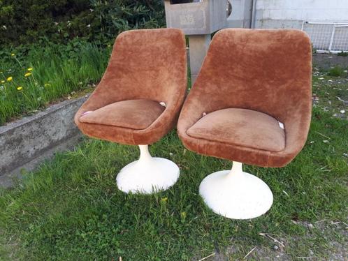 Lot de 2 chaises tournantes tulipe - Année 70, Maison & Meubles, Chaises, Comme neuf, Deux, Brun