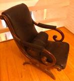 🔥 A SAISIR : Fauteuil Empire cuir noir et acajou – XIXe, Ophalen