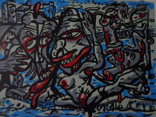 typische litho in kleur Fred Bervoets uit 1988, Antiquités & Art, Art | Lithographies & Sérigraphies, Enlèvement