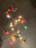 Vintage kerstverlichting 20 gekleurde lampjes en bloempjes, Diversen, Kerst, Ophalen of Verzenden