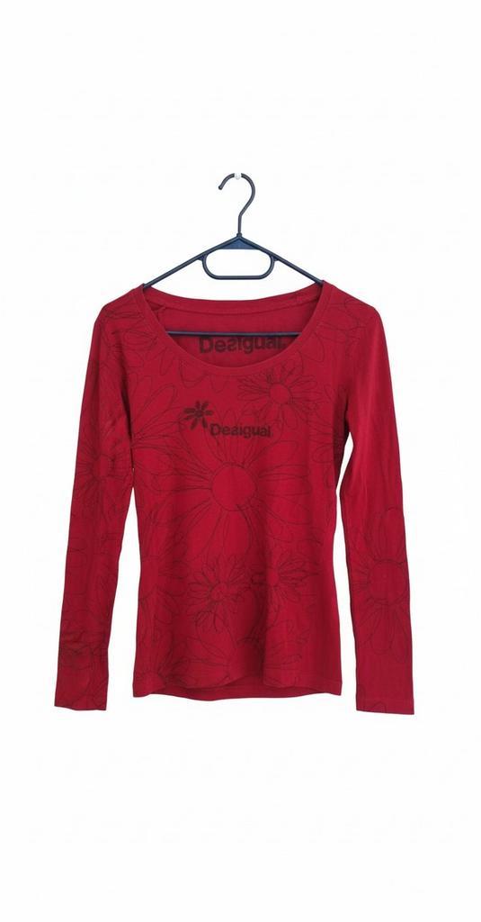 Desigual rood t-shirt met lange mouwen — in zeer goede staat, Kleding | Dames, T-shirts, Zo goed als nieuw, Maat 36 (S), Rood