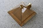 Lamp - verguld - gefumeerd glas - geen beschadigingen, Nieuw, Ophalen of Verzenden, Glas, Modern