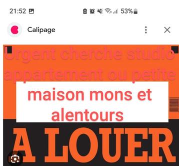 URGENT!Cherche studio,appart ou maison à louer mons alentour disponible aux enchères