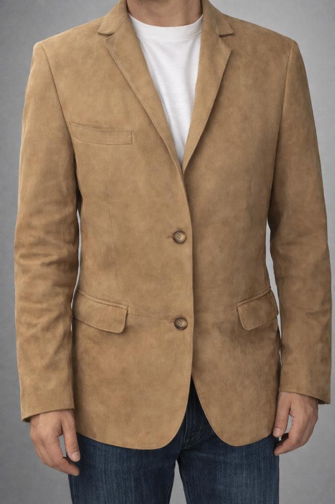 Veste en cuir suédé Butch Tailors – Taille 48, Kleding | Heren, Kostuums en vesten, Nieuw, Maat 48/50 (M), Beige, Ophalen of Verzenden