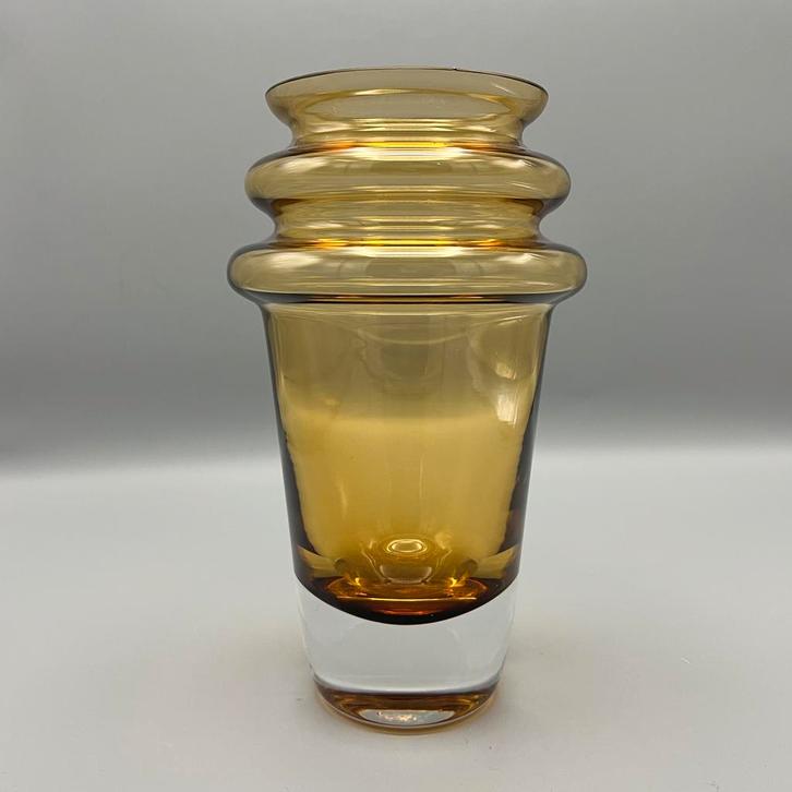 Midcentury amber glazen vaas Waterford Marquis, Antiek en Kunst, Antiek | Glaswerk en Kristal, Ophalen of Verzenden