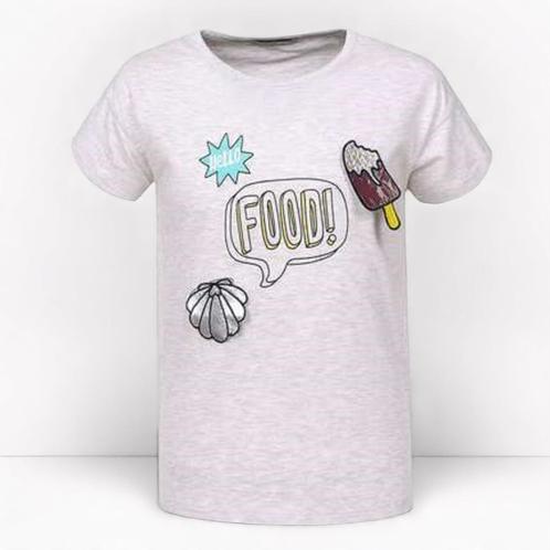 T-shirt grijs hello food 140, Kinderen en Baby's, Kinderkleding | Maat 140, Nieuw, Meisje, Shirt of Longsleeve, Verzenden