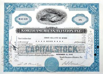 North American Aviation Inc.1935 +belangrijke signatuur! beschikbaar voor biedingen