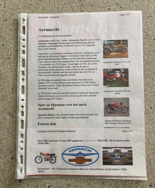 Unieke Map met documentatie Aermacchi bromfiets / brommers, Fietsen en Brommers, Handleidingen en Instructieboekjes, Zo goed als nieuw