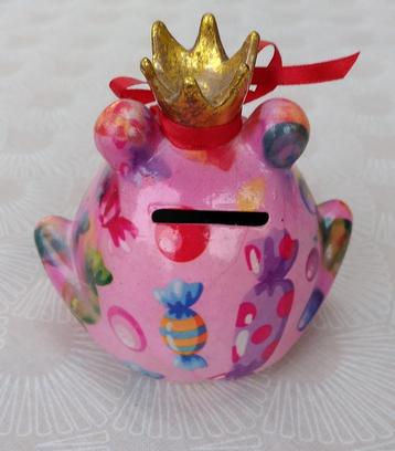 Spaarpot Pomme Pidou, origineel- roze met gekleurde snoepjes beschikbaar voor biedingen