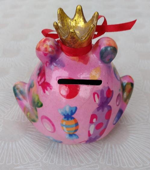Spaarpot Pomme Pidou, origineel- roze met gekleurde snoepjes, Verzamelen, Spaarpotten, Nieuw, Ophalen of Verzenden