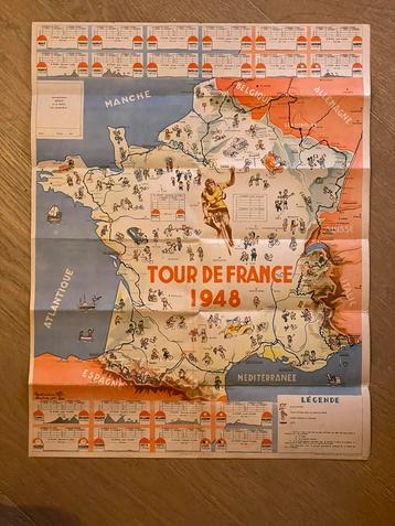 Originele Tour de France kaart-gids 1948 – zeldzaam ! beschikbaar voor biedingen