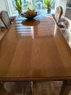 Mooie eiken eetkamertafel incl. 4 rieten stoelen te koop, Huis en Inrichting, Ophalen, Zo goed als nieuw