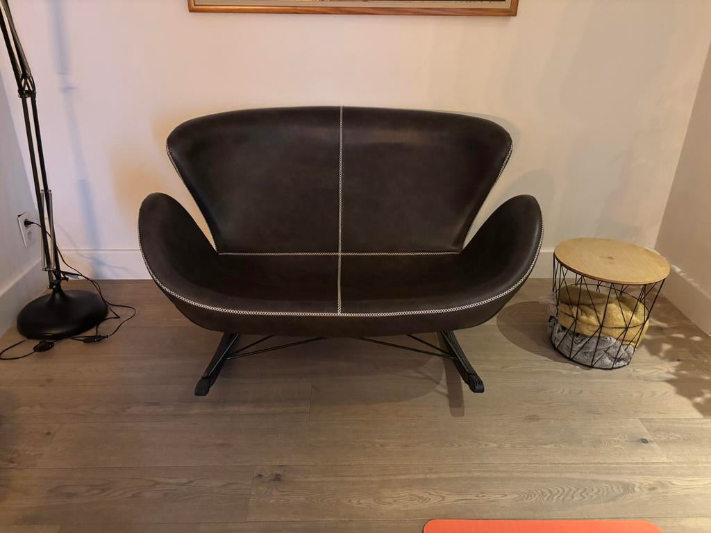 Lederen 2-zit schommelzetel, Maison & Meubles, Enlèvement, Comme neuf