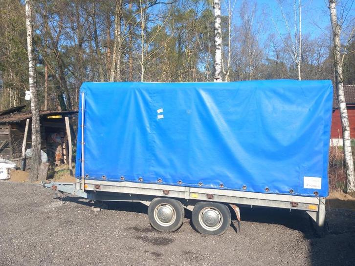 Blauwe geremde remorque dubbelasser 2000kg, Auto diversen, Aanhangers en Bagagewagens, Ophalen