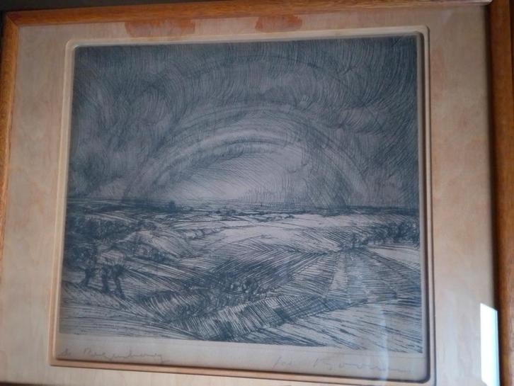 Jacques Boonen  1911 - 1965  ets    Regenboog, Antiek en Kunst, Kunst | Etsen en Gravures, Verzenden