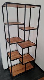 Étagère métallique design acier noire et acacia., Maison & Meubles, Enlèvement