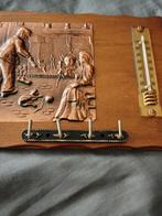 Vintage houten thermometer en sleutelhouder, Antiek en Kunst, Ophalen of Verzenden, Koper