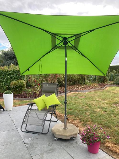 4SO Azzurro ligparaplu met stenen voet en wielen, Tuin en Terras, Parasols, Gebruikt, Stokparasol, Kantelbaar, Verstelbaar, Ophalen