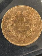 20 FFr 1855 BB, Timbres & Monnaies, Monnaies | Europe | Monnaies non-euro, Enlèvement ou Envoi, Monnaie en vrac, France, Or