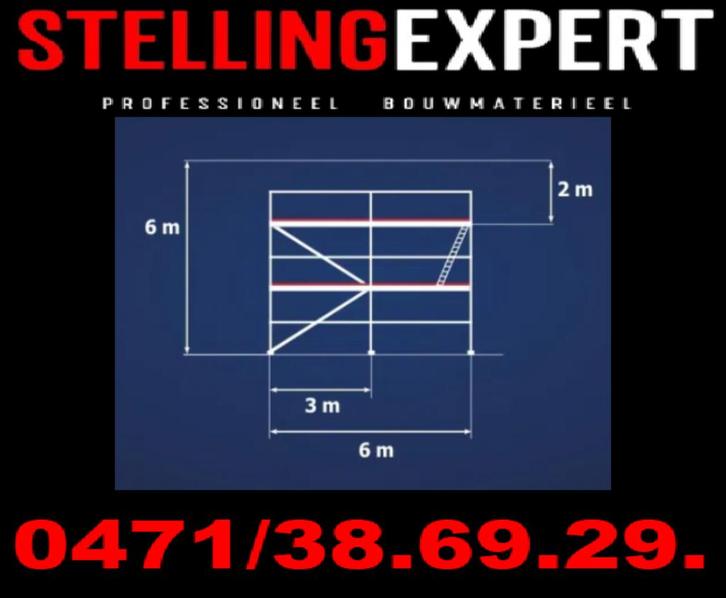 Promotie Stalen steiger met stalen of robuust vloeren 6x6, Doe-het-zelf en Bouw, Steigers, Nieuw, Gevelsteiger, 5 meter of hoger