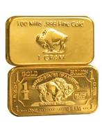 Goud bar Au met 24k 100 milligram puur goud verguld !!!, Ophalen of Verzenden, Goud