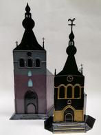Mooi lot van 2 modellen van kerktorens in metaal - Aarschot, Ophalen of Verzenden
